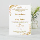 Goud Lijst Moslim Islamitisch Modern Nikah Kaart (Staand voorkant)