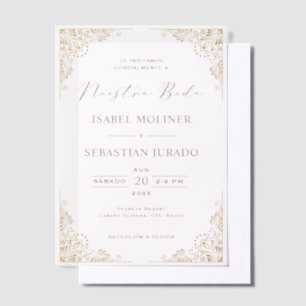 Goud Lijst  Nuestra Boda Spaans Bruiloft Vellum Uitnodigingen