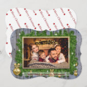 Goud Lijst op Pine Weathered Wood Fancy Knipfoto Feestdagenkaart (Voorkant / Achterkant)