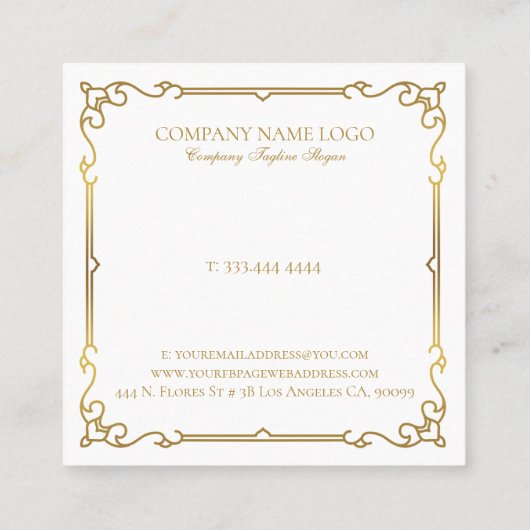 goud lijst op wit vierkante visitekaartje (Achterkant)