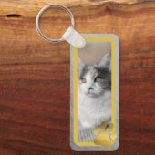Goud Lijst + Paws Pet Foto's Sleutelhanger (Voorkant)