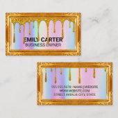 Goud Lijst | Rainbow Blend | Gouden Glitter Drip Visitekaartje (Voorkant / Achterkant)