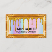 Goud Lijst | Rainbow Blend | Gouden Glitter Drip Visitekaartje (Voorkant)