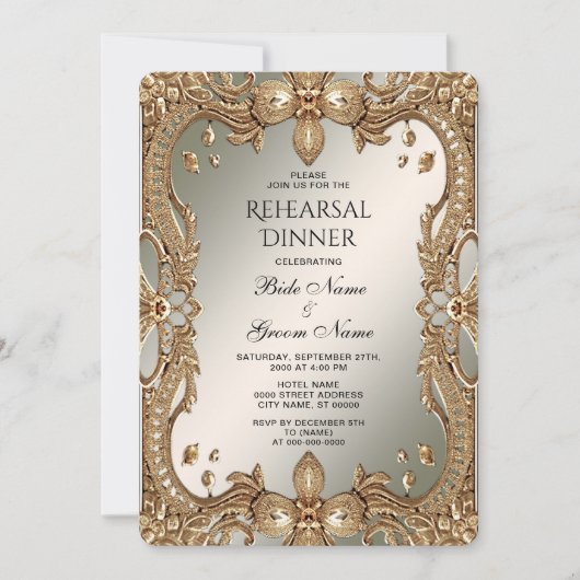 Goud  Lijst repetitie diner Kaart (Voorkant)