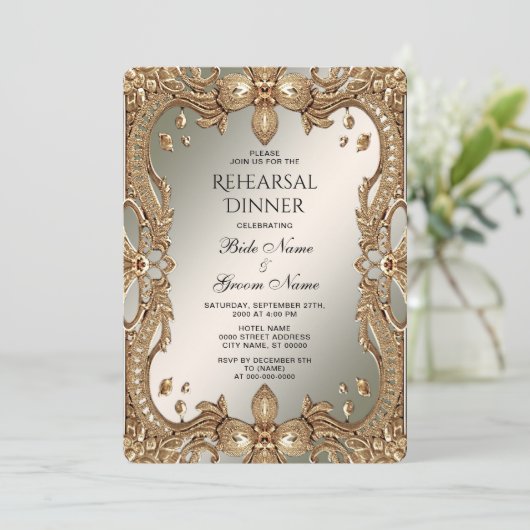 Goud  Lijst repetitie diner Kaart (Staand voorkant)