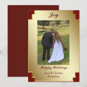 Goud Lijst Rode Grens Kerstvreugde Feestdagenkaart (Voorkant / Achterkant)