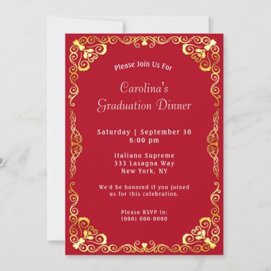 Goud Lijst Rood Afstuderen Kaart (Voorkant)