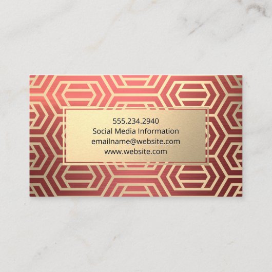 Goud Lijst | rood gemetalliseerd penseel Visitekaartje (Achterkant)