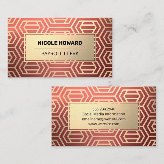 Goud Lijst | rood gemetalliseerd penseel Visitekaartje (Voorkant / Achterkant)