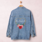 Goud Lijst Rood Roze Wit Rozen Bruidsmeisje Denim Jacket (Hangar)