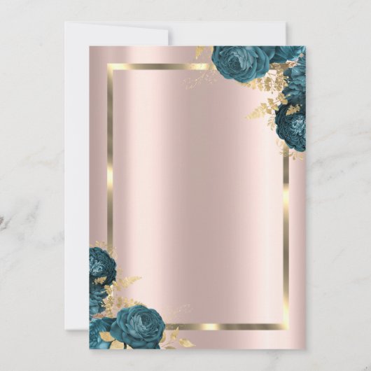 Goud Lijst, Roos Goud Groene Bloemen Pensionering Kaart (Achterkant)