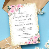 Goud Lijst Roze Bloemen Nuestra Boda Spaans Kaart