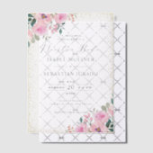 Goud Lijst Roze Bloemen Nuestra Boda Spaans Vellum Uitnodigingen (Offset (Uitnodiging))