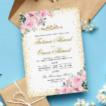 Goud Lijst Roze Floral islamitische bruiloft Kaart<br><div class="desc">Goud Lijst Roze Floral islamitische bruiloft</div>