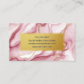 Goud Lijst | Roze Marmeren achtergrond Visitekaartje (Achterkant)