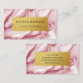 Goud Lijst | Roze Marmeren achtergrond Visitekaartje (Voorkant / Achterkant)