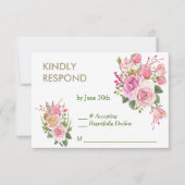 Goud Lijst Roze RSVP Kaartje (Voorkant)