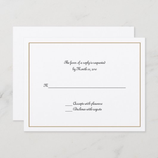 Goud Lijst RSVP Kaartje (Voorkant / Achterkant)