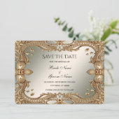 Goud  Lijst Save the Date Kaart (Staand voorkant)