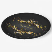 Goud Lijst Scroll Gelukkig Nieuwjaar 20xx Tekst 9" Papieren Bordje (Gekanteld)