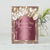 Goud Lijst Sequins Ballonnen Bourgondië Pensioen Kaart (Staand voorkant)