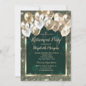 Goud Lijst Sequins Ballonnen Groene Pensioen Kaart (Voorkant)