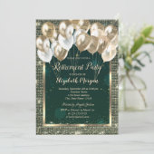 Goud Lijst Sequins Ballonnen Groene Pensioen Kaart (Staand voorkant)