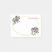 Goud Lijst Sjabloon Hand Script Waterverf Bloemen Post-it® Notes (Voorkant)