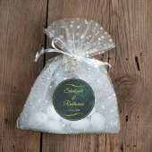 Goud Lijst & Smaragd Groene Bruiloft Ronde Sticker