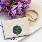 Goud Lijst & Smaragd Groene Bruiloft Ronde Sticker