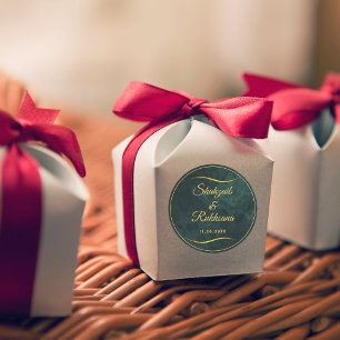 Goud Lijst & Smaragd Groene Bruiloft Ronde Sticker