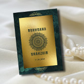  Goud Lijst & Smaragd Groene Moslim Bruiloft RSVP Kaartje