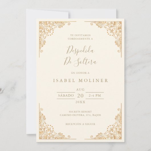 Goud Lijst  Spaans Vrijgezellenfeest Kaart (Voorkant)