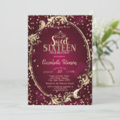 Goud Lijst Tiara, Diamonds Bourgondië Sweet 16 Par Kaart (Staand voorkant)