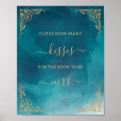 Goud Lijst  turquoise hoeveel kussen spel Poster (Voorkant)