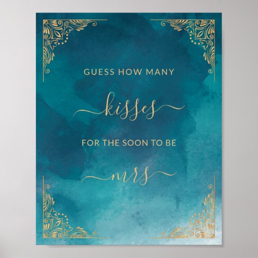 Goud Lijst  turquoise hoeveel kussen spel Poster (Voorkant)