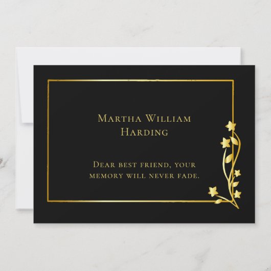 Goud Lijst Uitvaart Foto Elegant Script Dank u Bedankkaart (Achterkant)