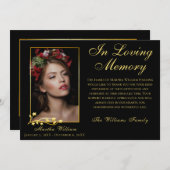 Goud Lijst Uitvaart Foto Elegant Script Dank u Bedankkaart (Voorkant / Achterkant)