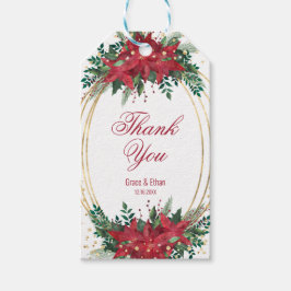 Goud Lijst Vakantie Poinsettia Bruiloft Cadeaulabel