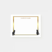 Goud lijst van moderne zwarte kattensilhouettes post-it® notes (Voorkant)