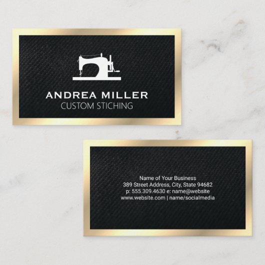 Goud Lijst | Vervaardiging naaimachine Visitekaartje (Voorkant / Achterkant)