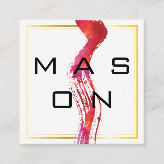 Goud Lijst voor moderne Waterverf Vierkante Visitekaartje (Voorkant)