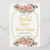 Goud lijst vrijgezellenfeest folie uitnodiging (Voorkant)