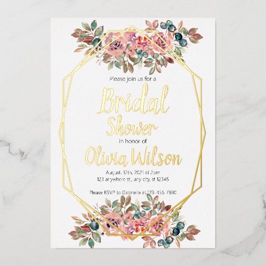 Goud lijst vrijgezellenfeest folie uitnodiging (Voorkant)