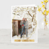 Goud Lijst Vrolijk Kerstfeest Gepersonaliseerde fo Kaart (Gele Bloem)