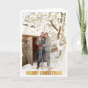 Goud Lijst Vrolijk Kerstfeest Gepersonaliseerde fo Kaart