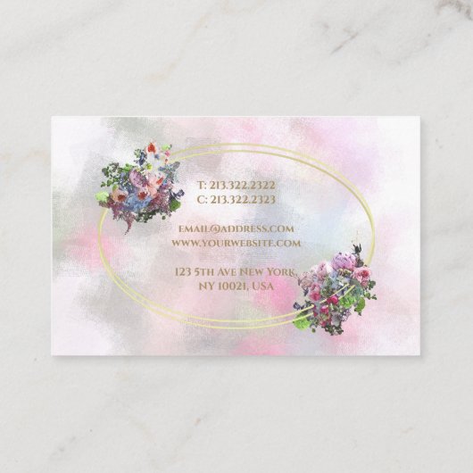 Goud Lijst Waterverf Abstract Bloemen Chic Modern Visitekaartje (Achterkant)