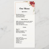 Goud Lijst Waterverf Bloemen Bruiloft Diner Menu (Voorkant)
