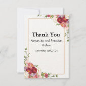 Goud Lijst Waterverf Bloemen Dank u kaart (Voorkant)