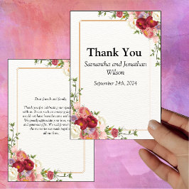 Goud Lijst Waterverf Bloemen Dank u kaart